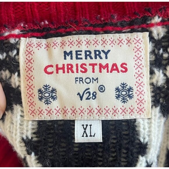 V28 Womens Ugly Christmas Cardigan Sweater XL Button Oversized Reindeer Long - Picture 4 of 6